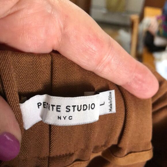 Petite Studio Pleated Wide Leg Pants - L - Picture 12 of 13